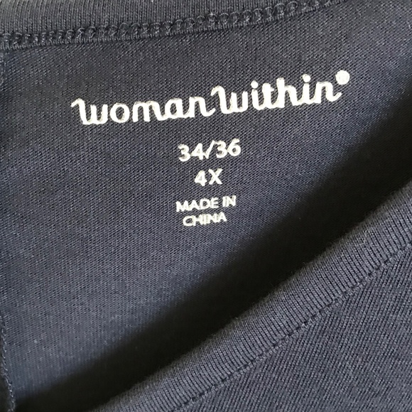 WOMAN WITHIN Lace Sleeve Tunic V-Neck Tee Shirt Women’s Plus Size 4X 34/36 - Picture 3 of 16